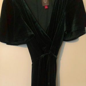Vince Camino Green Velvet faux-wrap dress sz 8